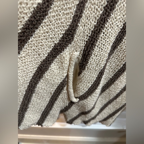 FREE PEOPLE Circle Back High Low Hem Chevron Striped Cardigan Pockets LARGE - Picture 7 of 8